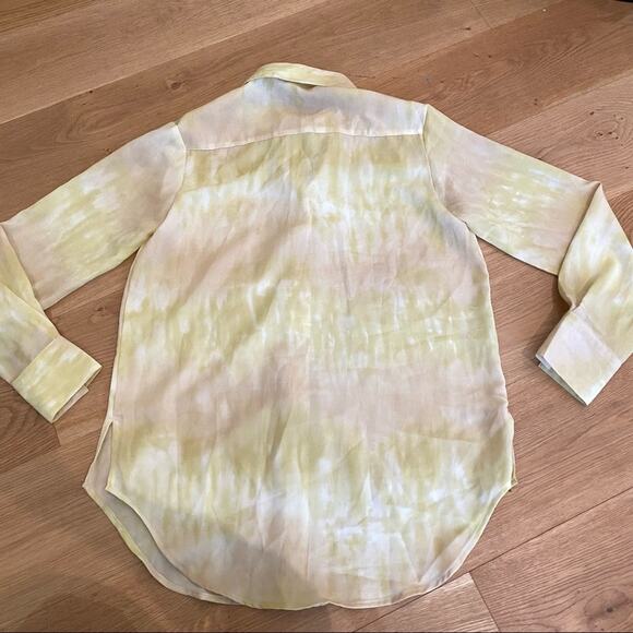 Nasty Gal Tie Dye Oversized Button Front Curved Hem Shirt Size US4 - Picture 4 of 4